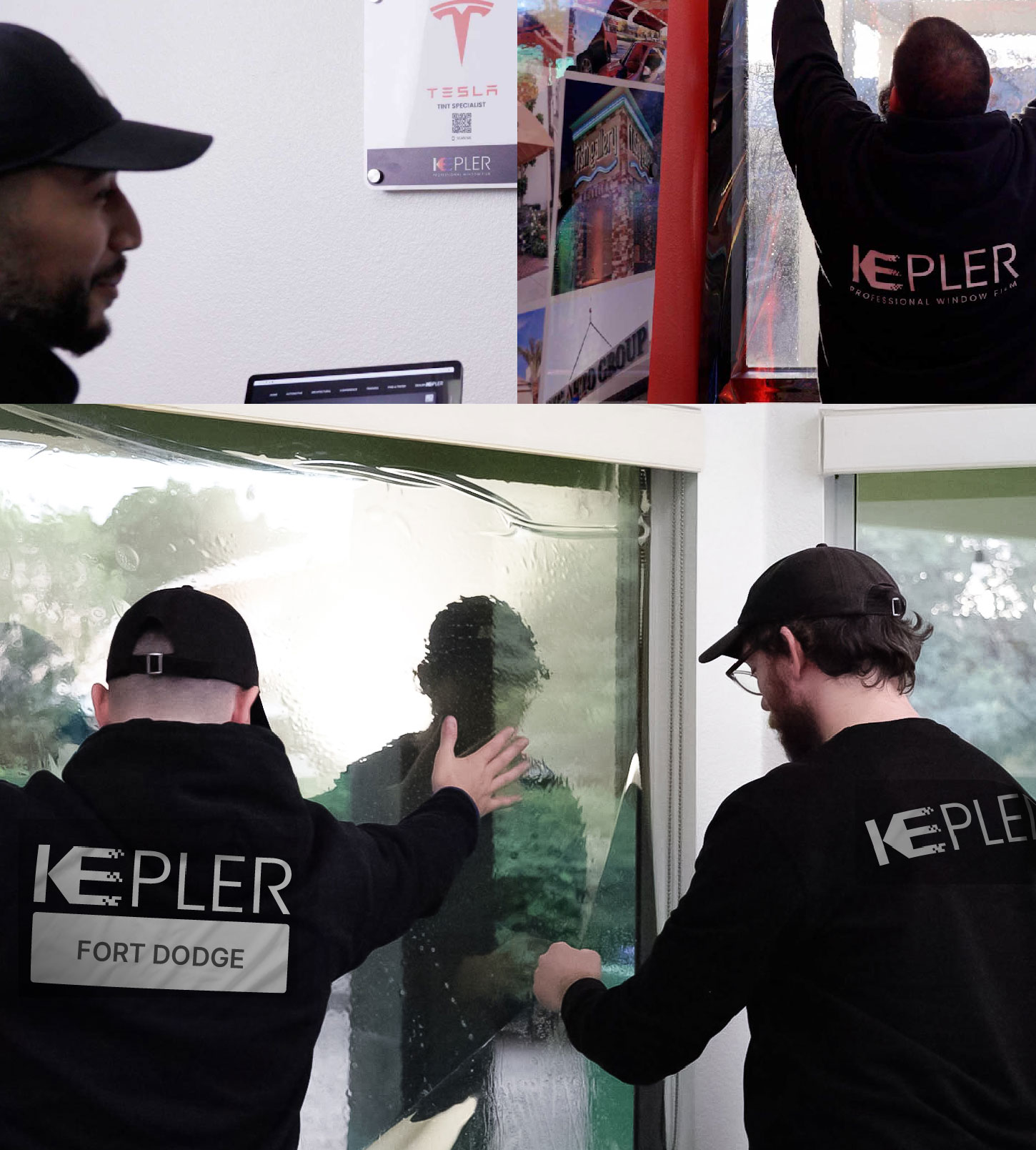 Kepler Technician Fitting High-tech Window Tint to Home in Fort Dodge