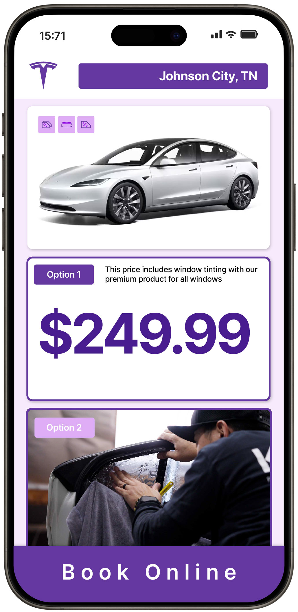 View Reasonable Tesla Window Tinting Rates in Johnson City, Tennessee