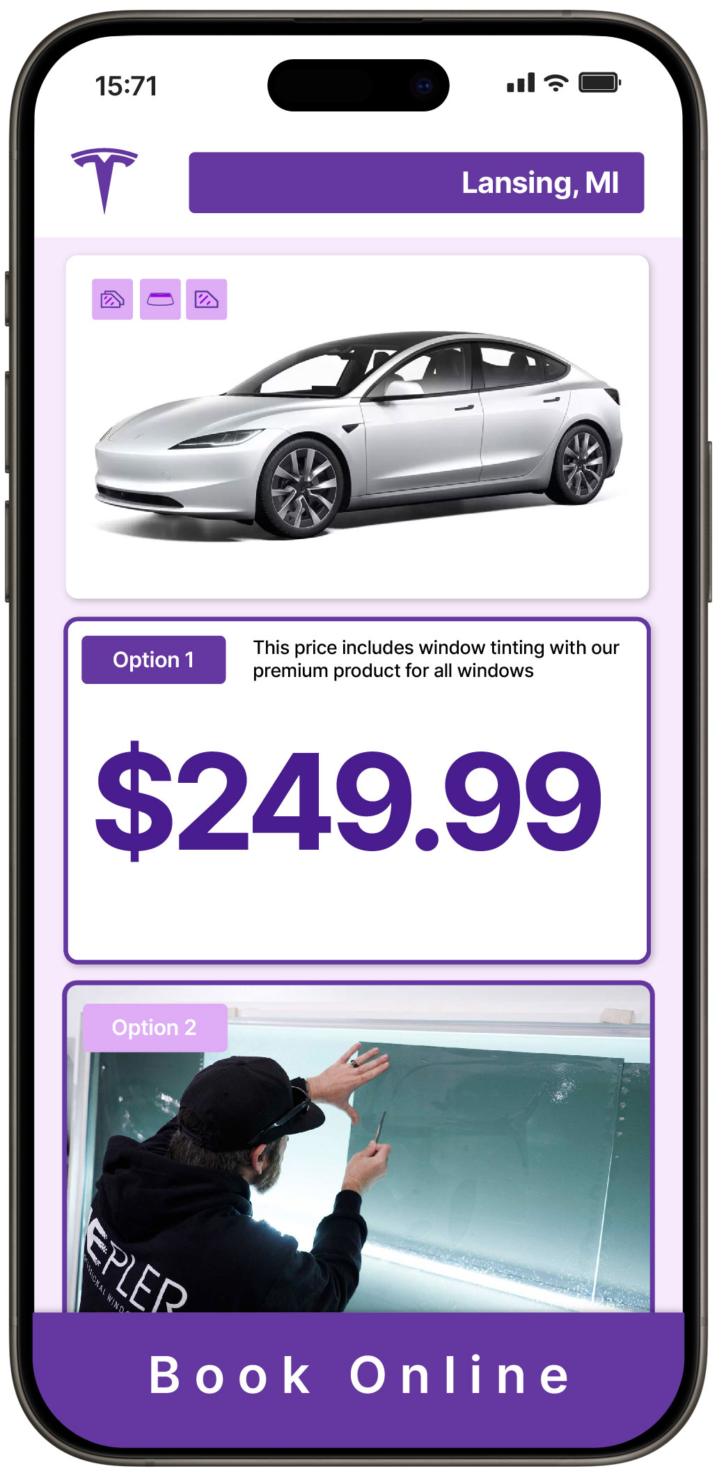View Reasonable Tesla Window Tinting Prices in Lansing, Michigan