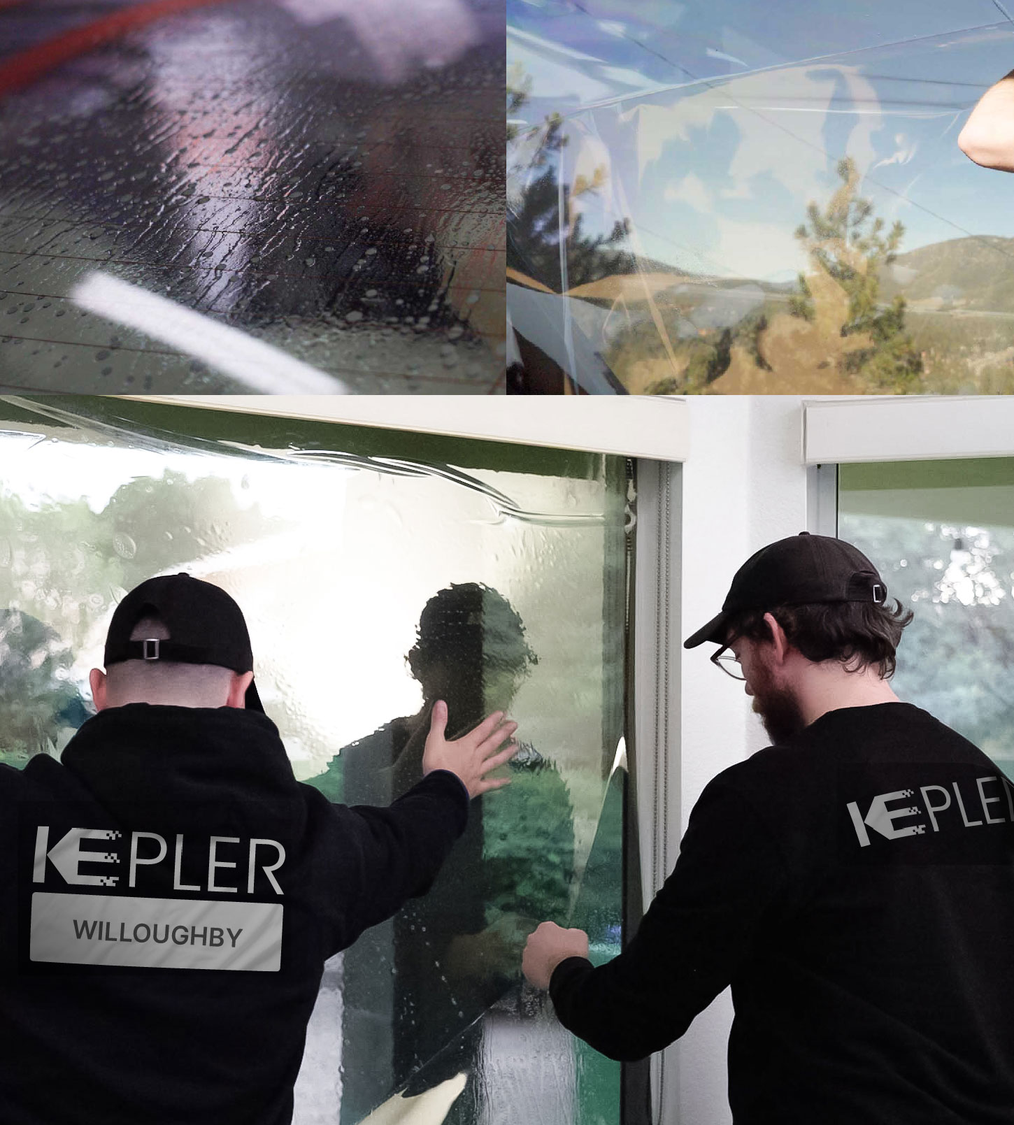 Expert Technician Fitting High-tech Window Tint to Home in Willoughby