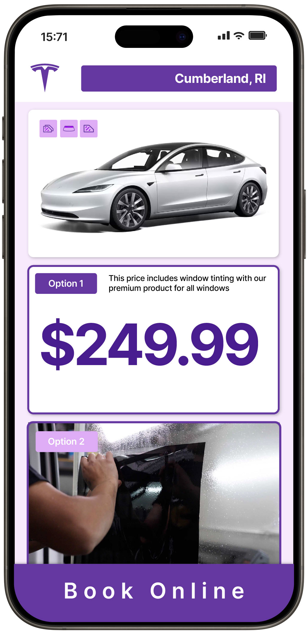 View Affordable Tesla Window Tinting Prices in Cumberland, Rhode Island