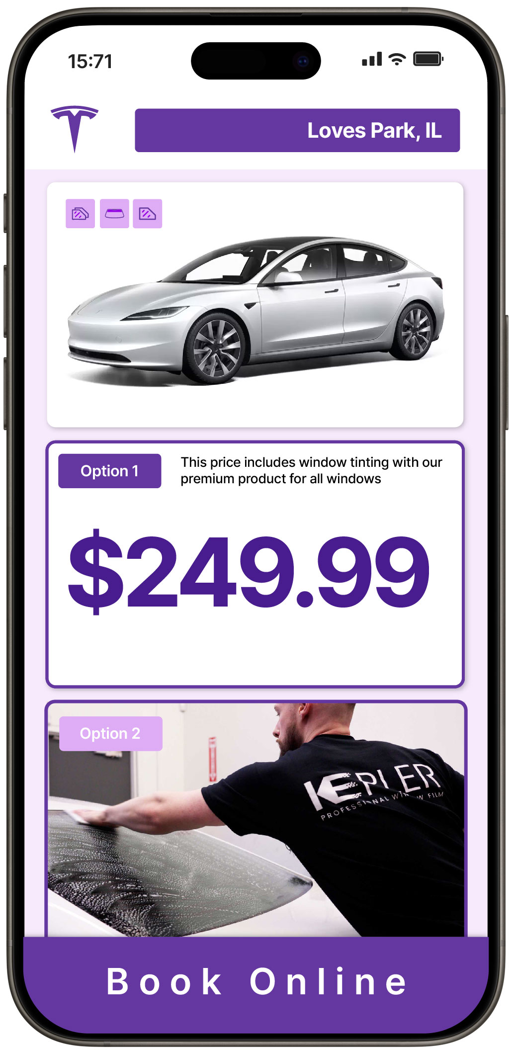 View Reasonable Tesla Window Tinting Rates in Loves Park, Illinois