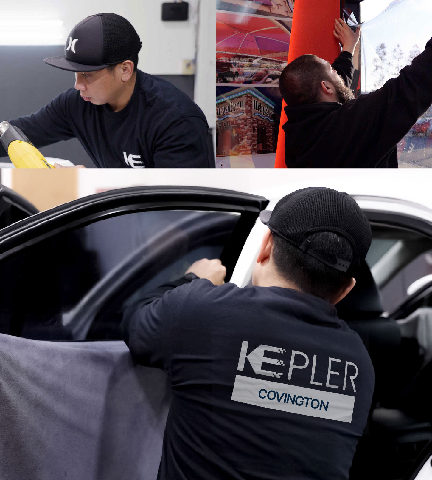 Automotive Window Tinting Expert Applying Film in Covington, Kentucky