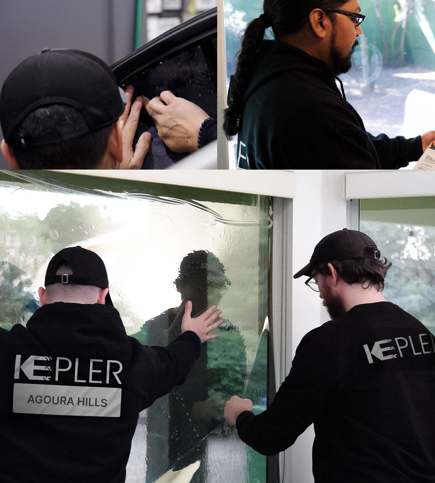 Expert Technician Fitting Ceramic Window Tint to Home in Agoura Hills