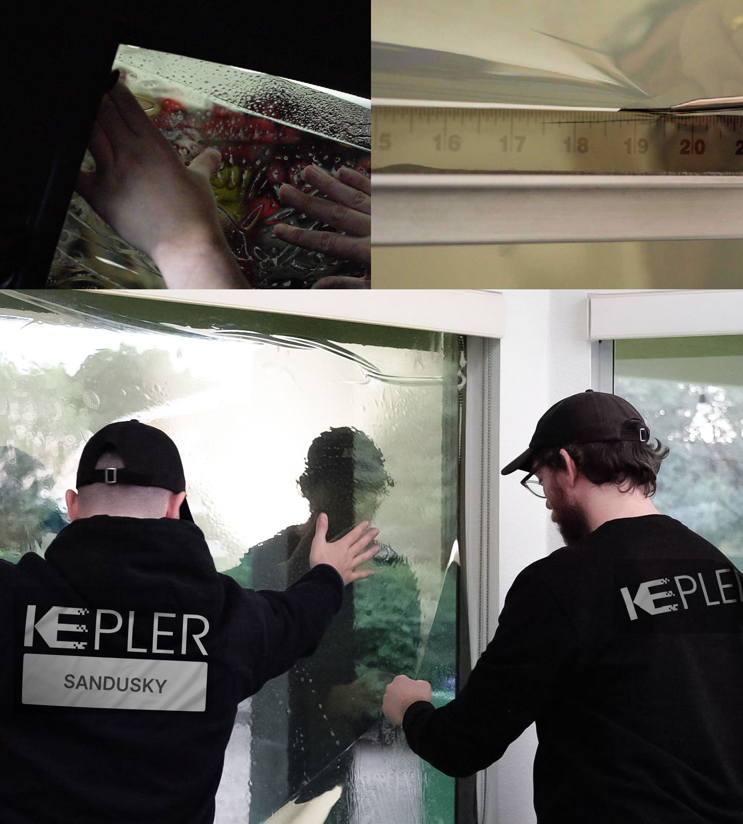 Expert Technician Installing High-tech Window Tint to Home in Sandusky