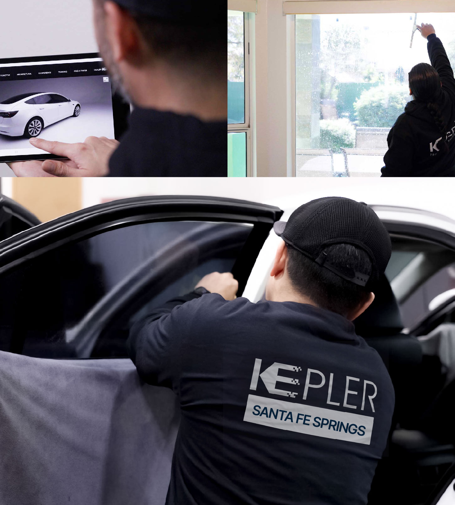 Automotive Window Tinting Expert Applying Film in Santa Fe Springs, California