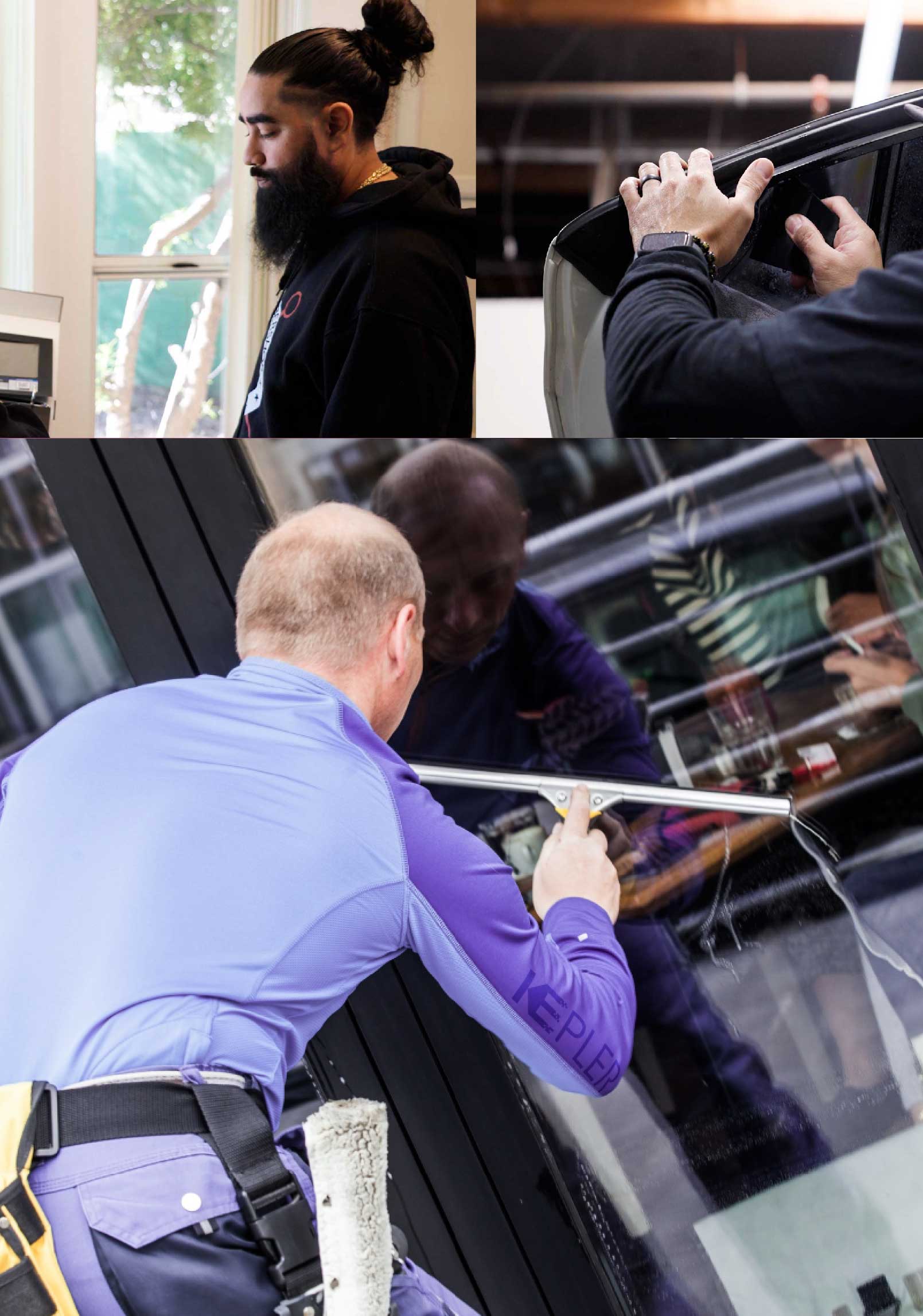 Kepler Professional Applying Anti-Graffiti Window Film to a Forest Grove Shop Front