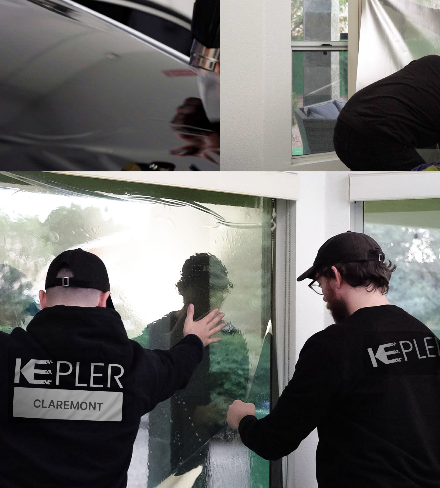 Kepler Technician Applying Advanced Window Tint to Home in Claremont