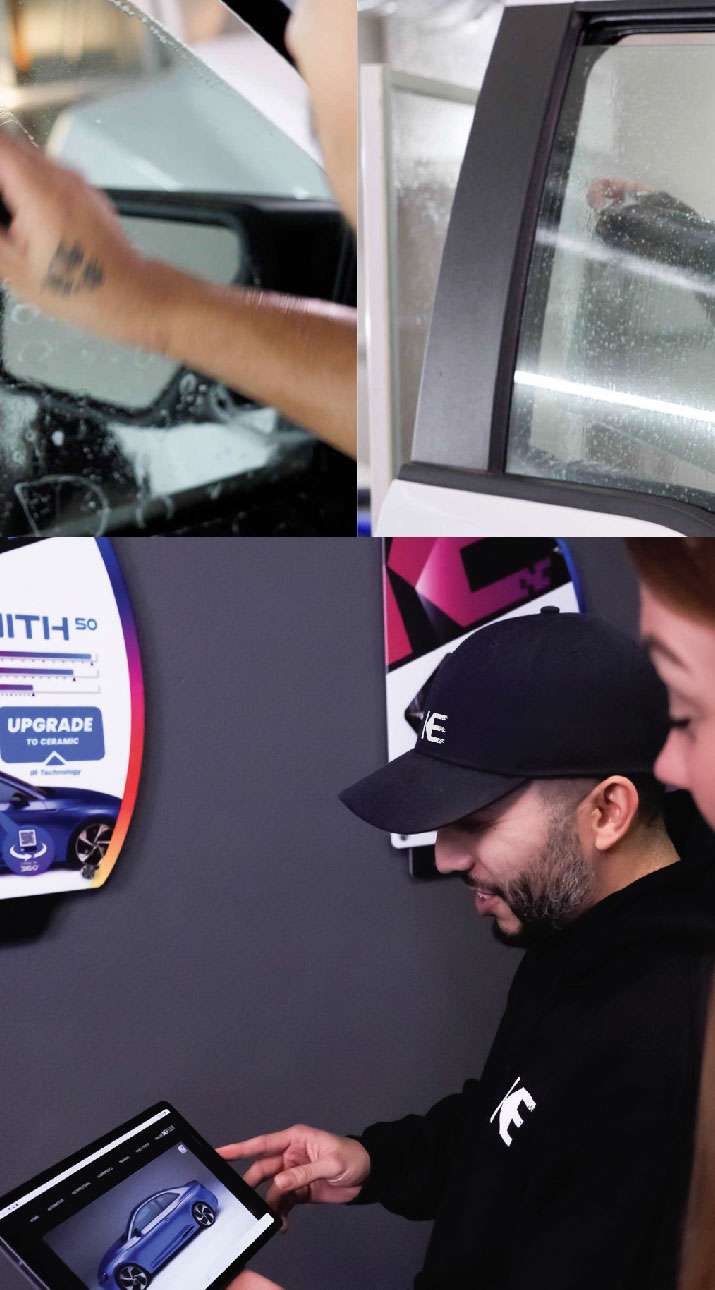 Kepler Dealer Showing Car Window Film Options to Customer in Plainview, Texas