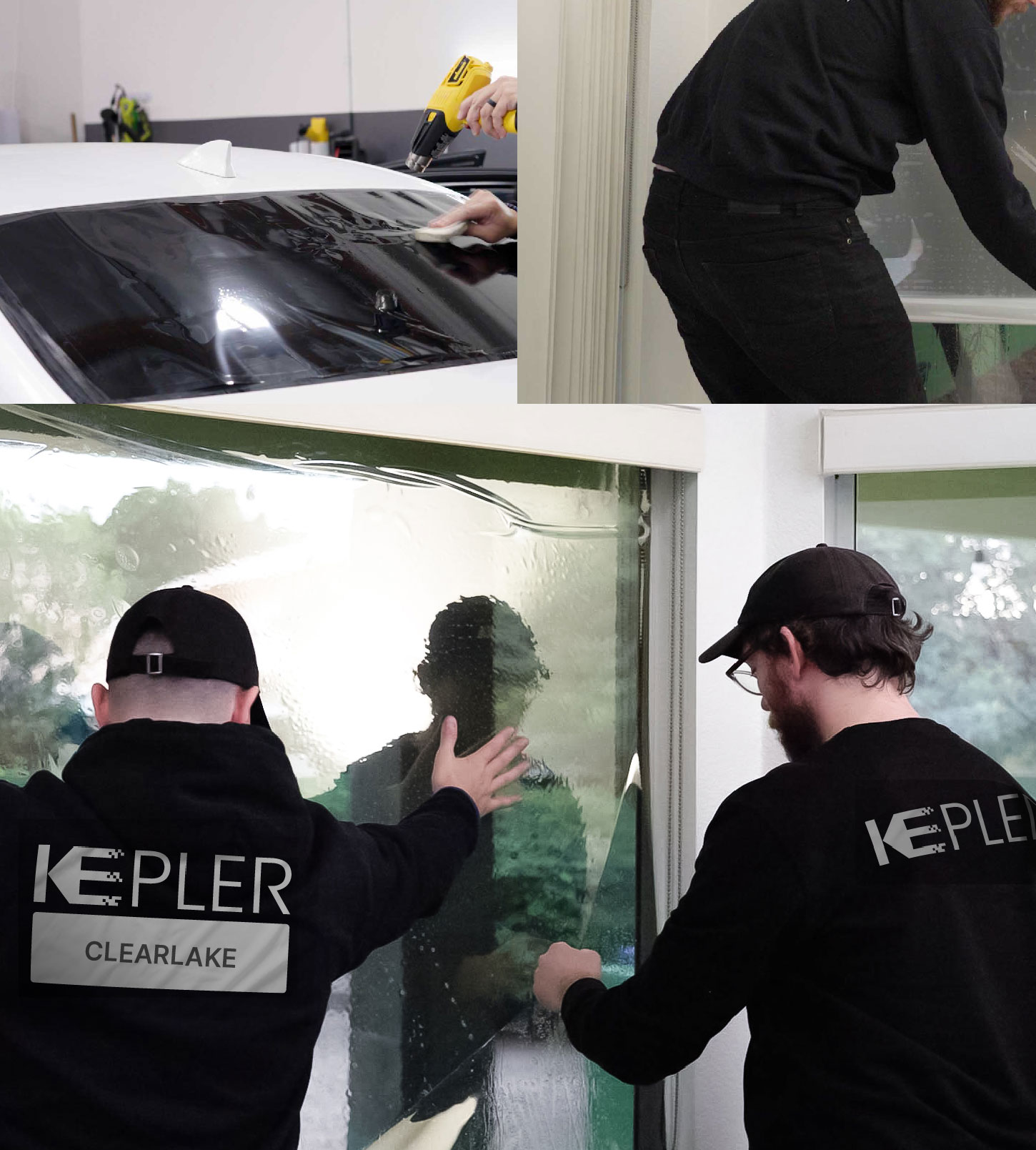 Expert Technician Applying Advanced Window Tint to Home in Clearlake