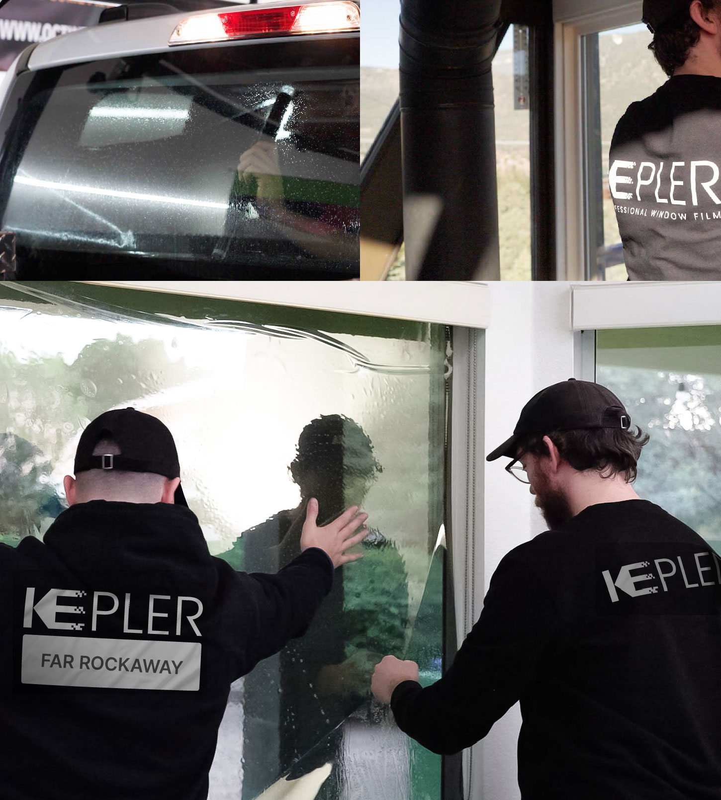 Expert Technician Fitting Ceramic Window Tint to Home in Far Rockaway