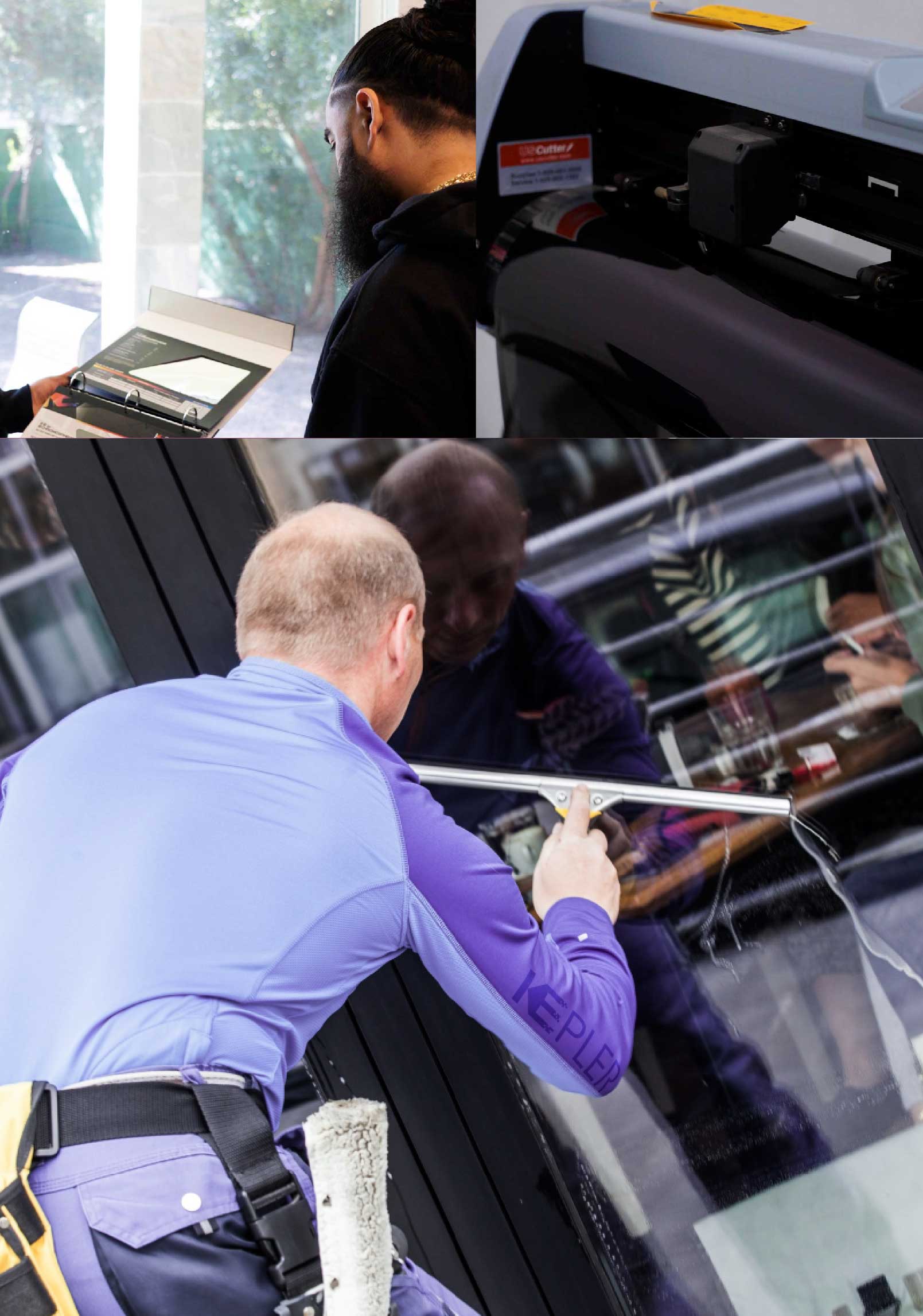 Kepler Skilled Applying Anti-Graffiti Window Film to a Sikeston Shop Front