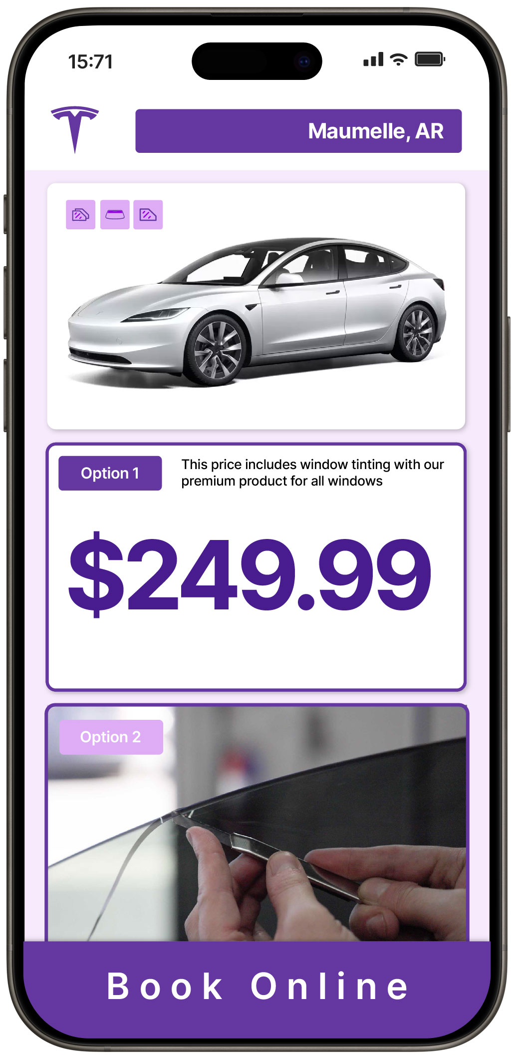 View Affordable Tesla Window Tinting Prices in Maumelle, Arkansas