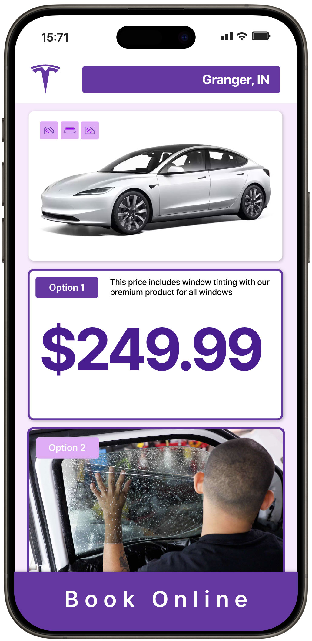 View Reasonable Tesla Window Tinting Prices in Granger, Indiana