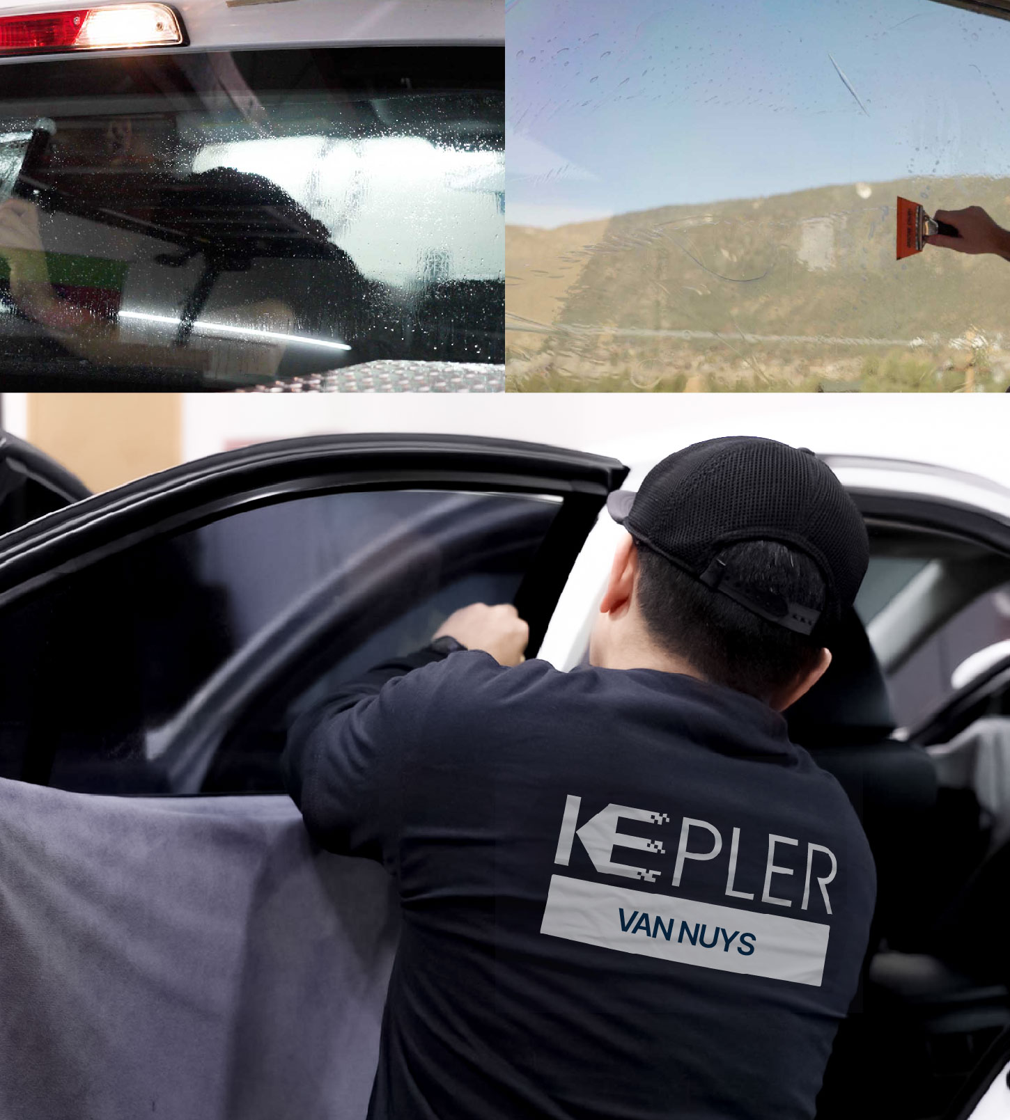 Automotive Window Tinting Expert Applying Film in Van Nuys, California