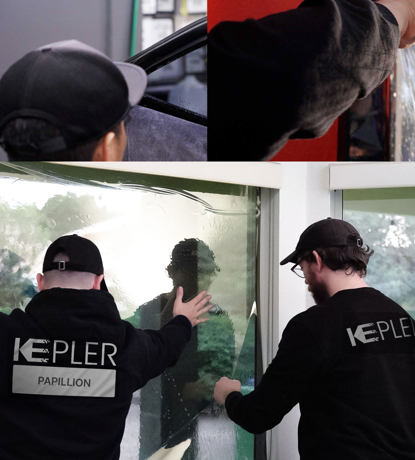 Expert Technician Installing Ceramic Window Tint to Home in Papillion
