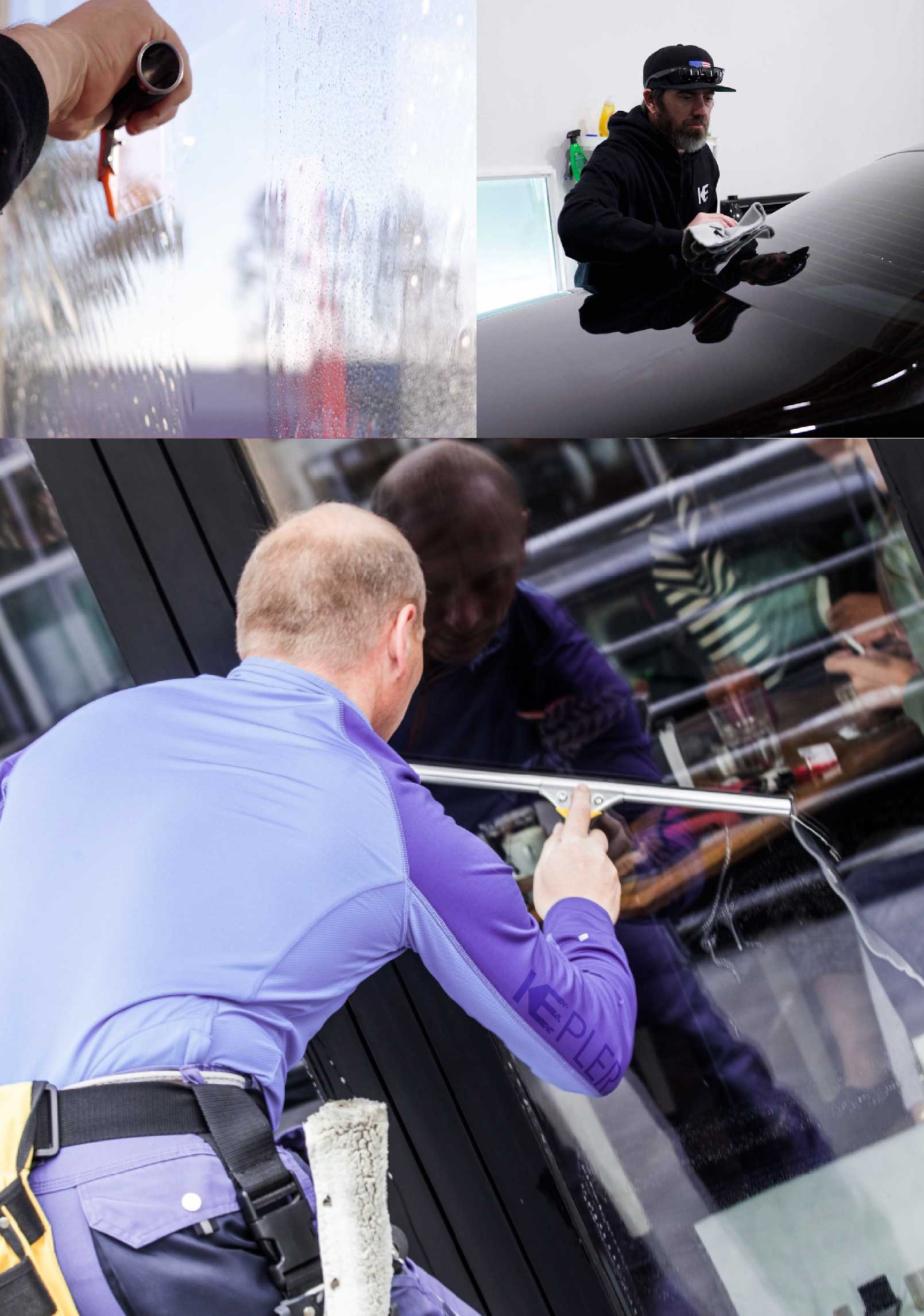 Kepler Professional Applying Anti-Graffiti Window Film to a Universal City Shop Front