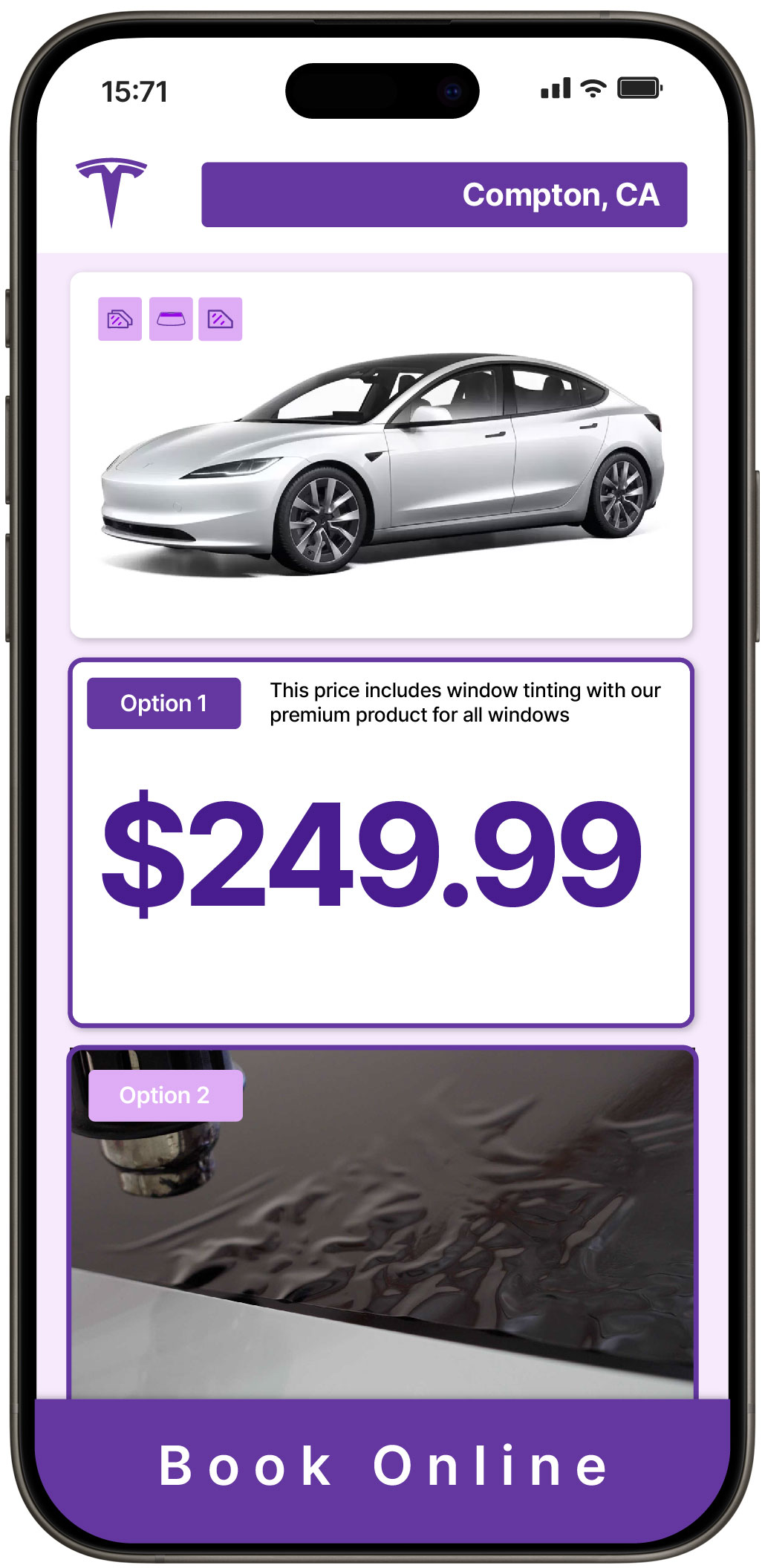 View Competitive Tesla Window Tinting Prices in Compton, California