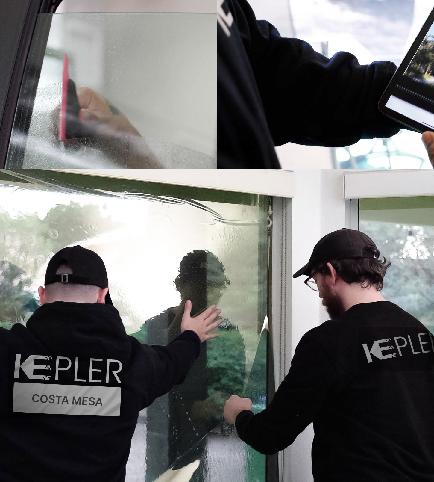 Kepler Technician Applying Ceramic Window Tint to Home in Costa Mesa