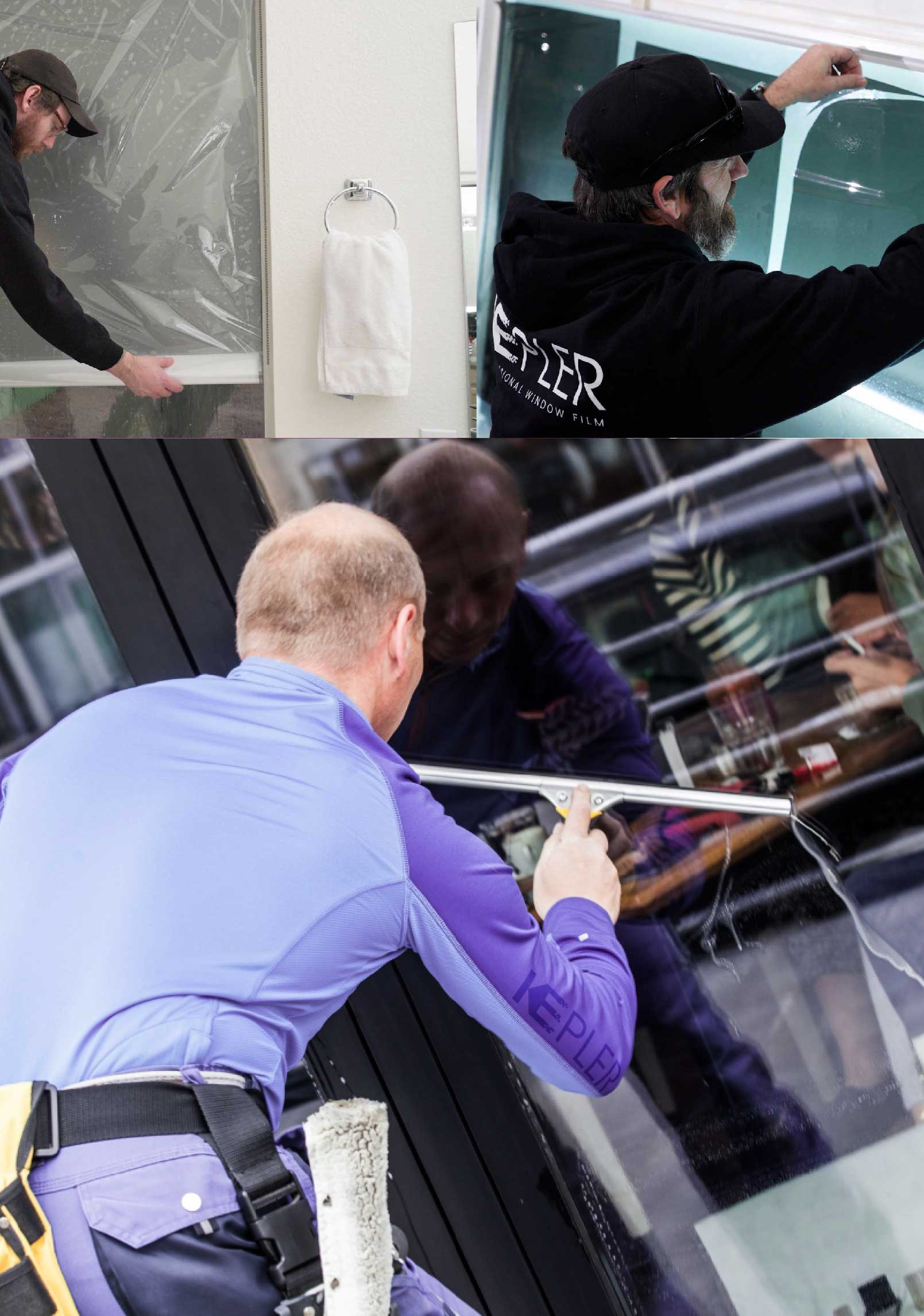 Kepler Professional Applying Anti-Graffiti Window Film to a Niles Shop Front