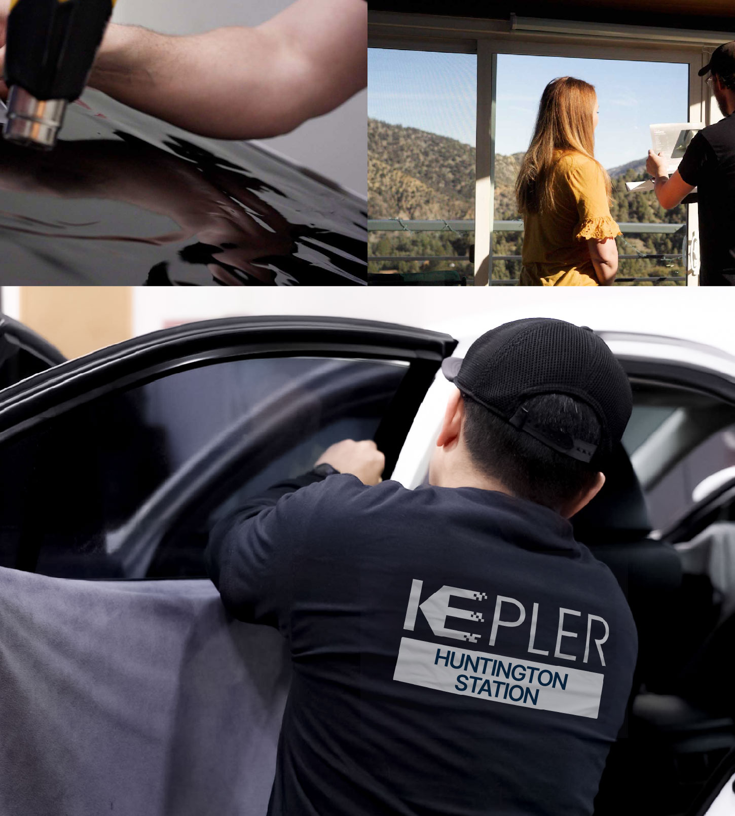 Automotive Window Tinting Expert Applying Film in Huntington Station, New York