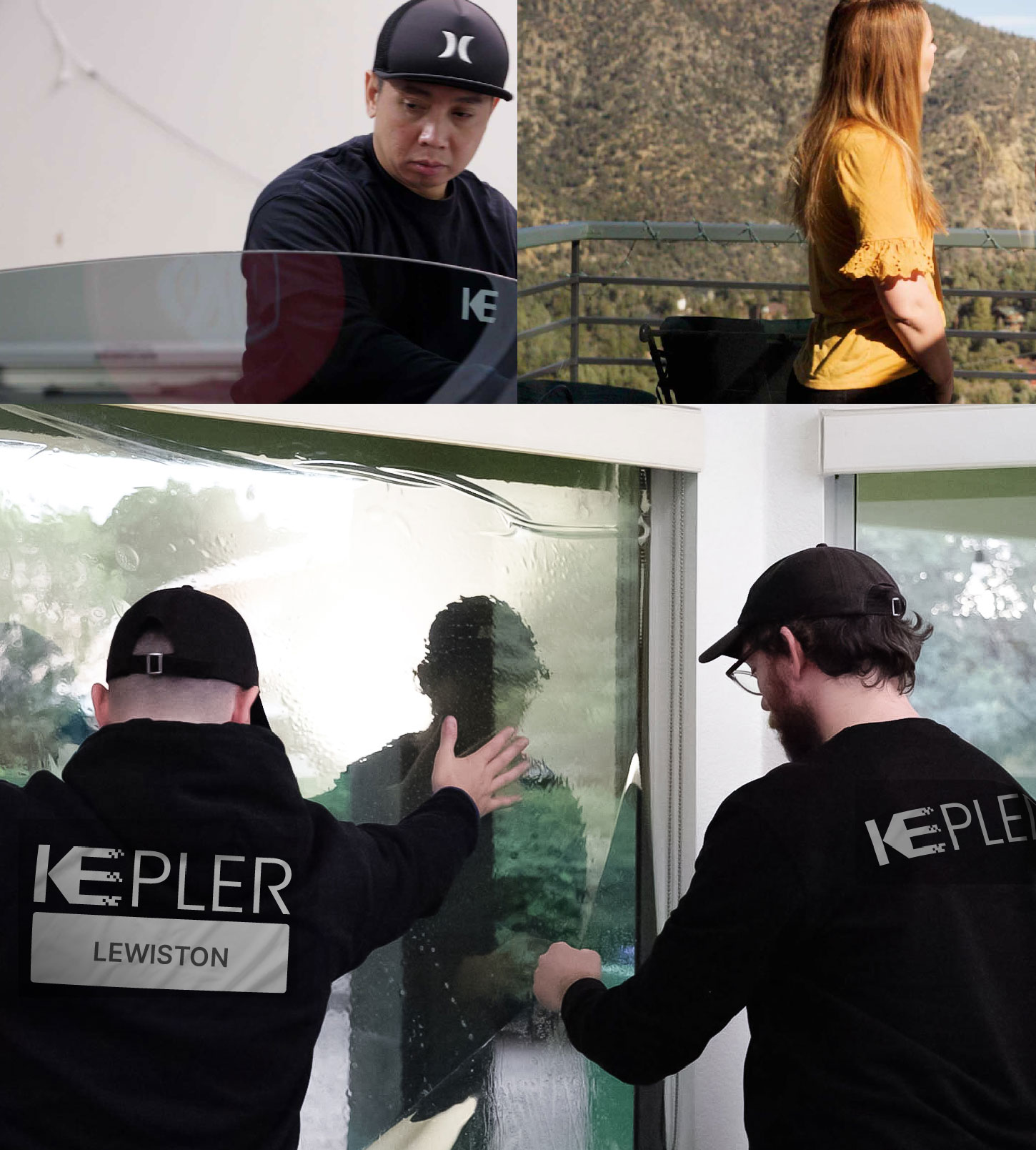 Kepler Technician Fitting High-tech Window Tint to Home in Lewiston