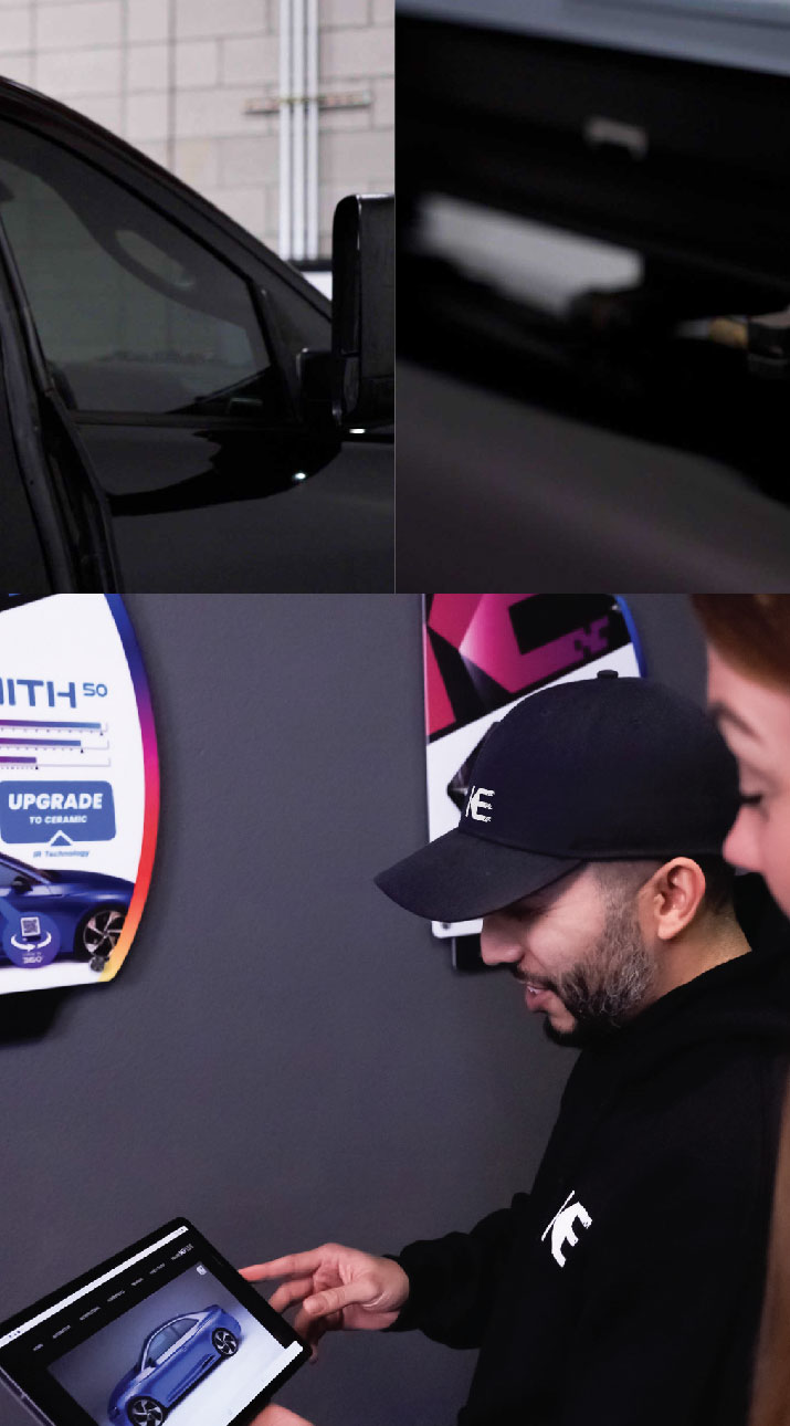 Kepler Dealer Showing Car Window Film Options to Customer in Albany, Oregon