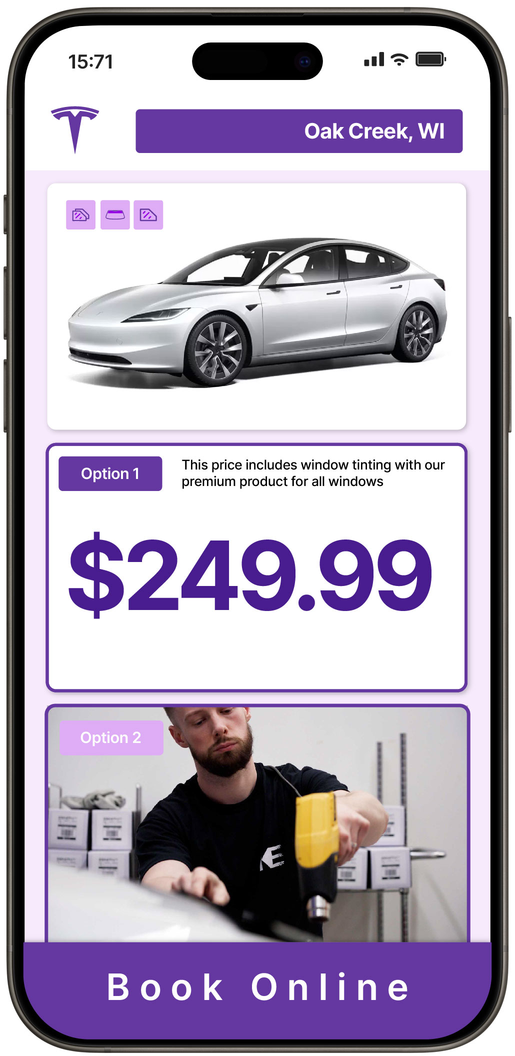 View Reasonable Tesla Window Tinting Prices in Oak Creek, Wisconsin