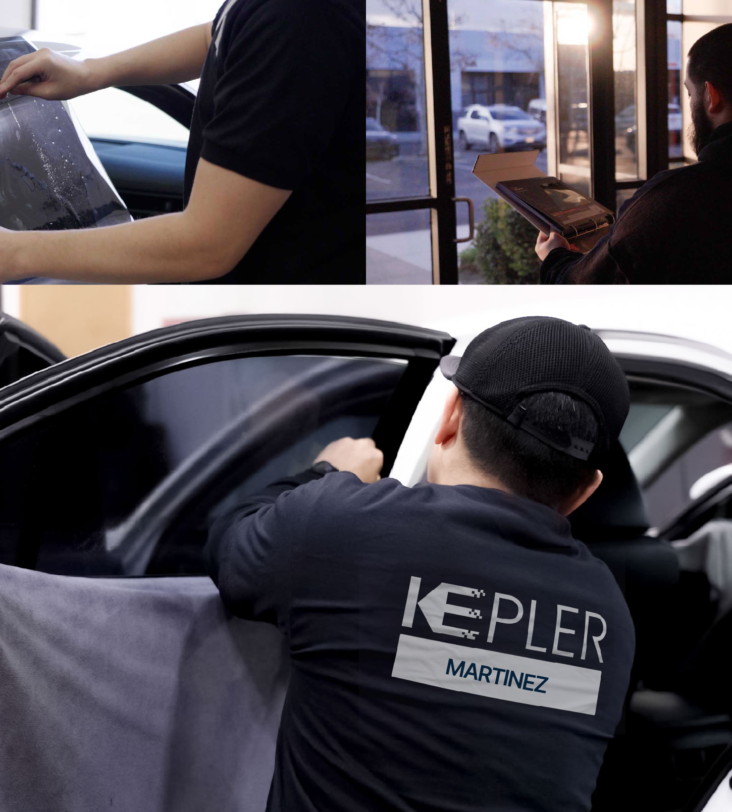 Automotive Window Tinting Expert Applying Film in Martinez, California