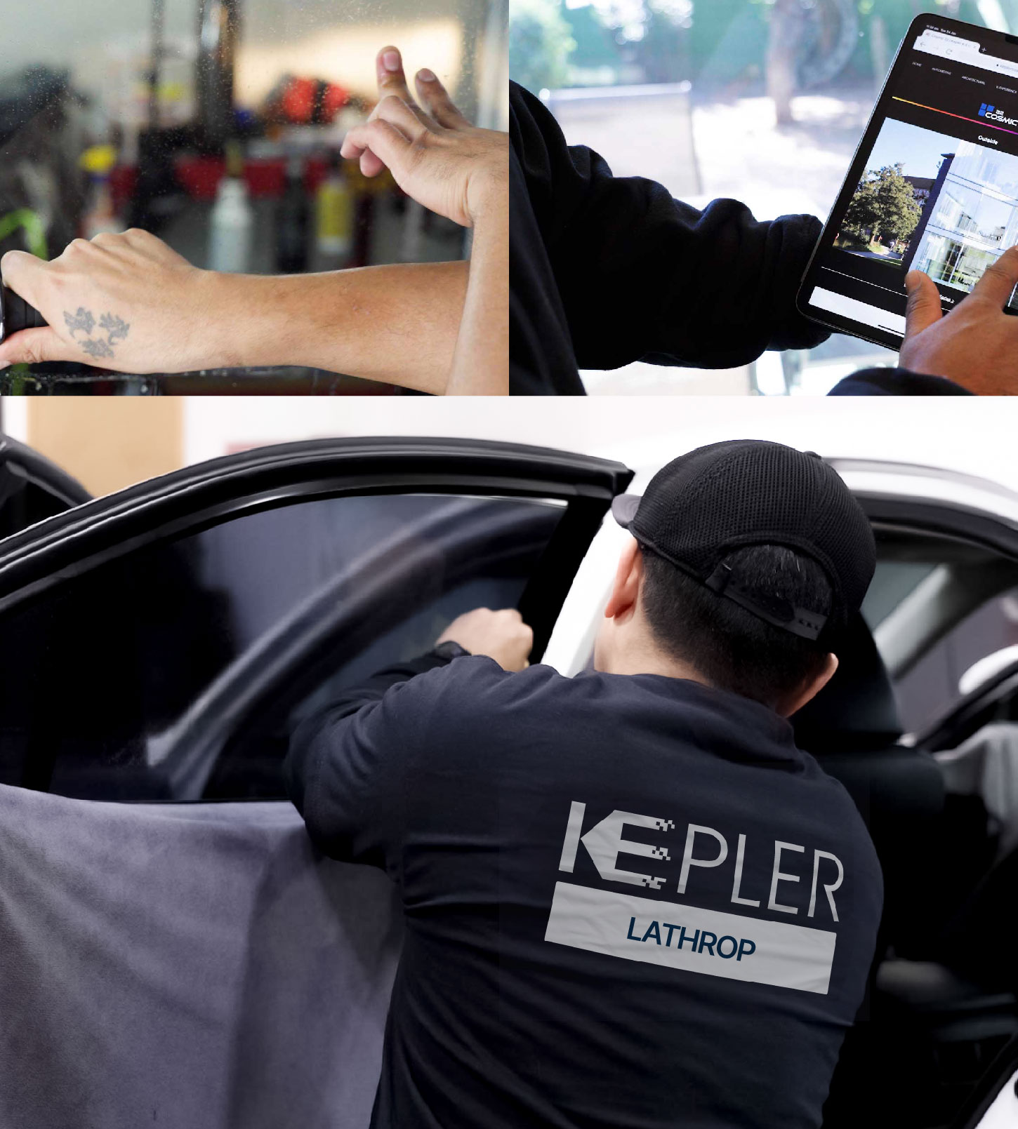 Automotive Window Tinting Expert Applying Film in Lathrop, California