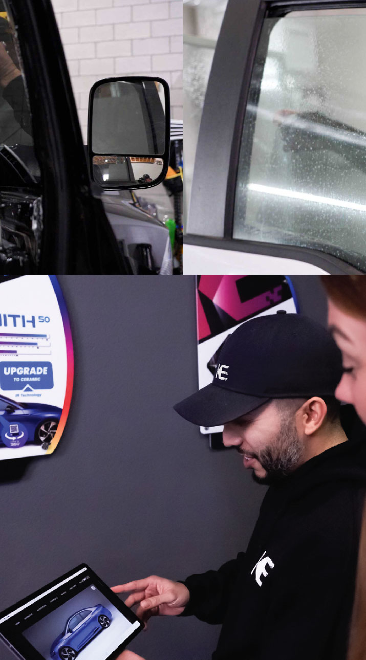 Kepler Dealer Showing Car Window Film Options to Customer in Millburn, New Jersey