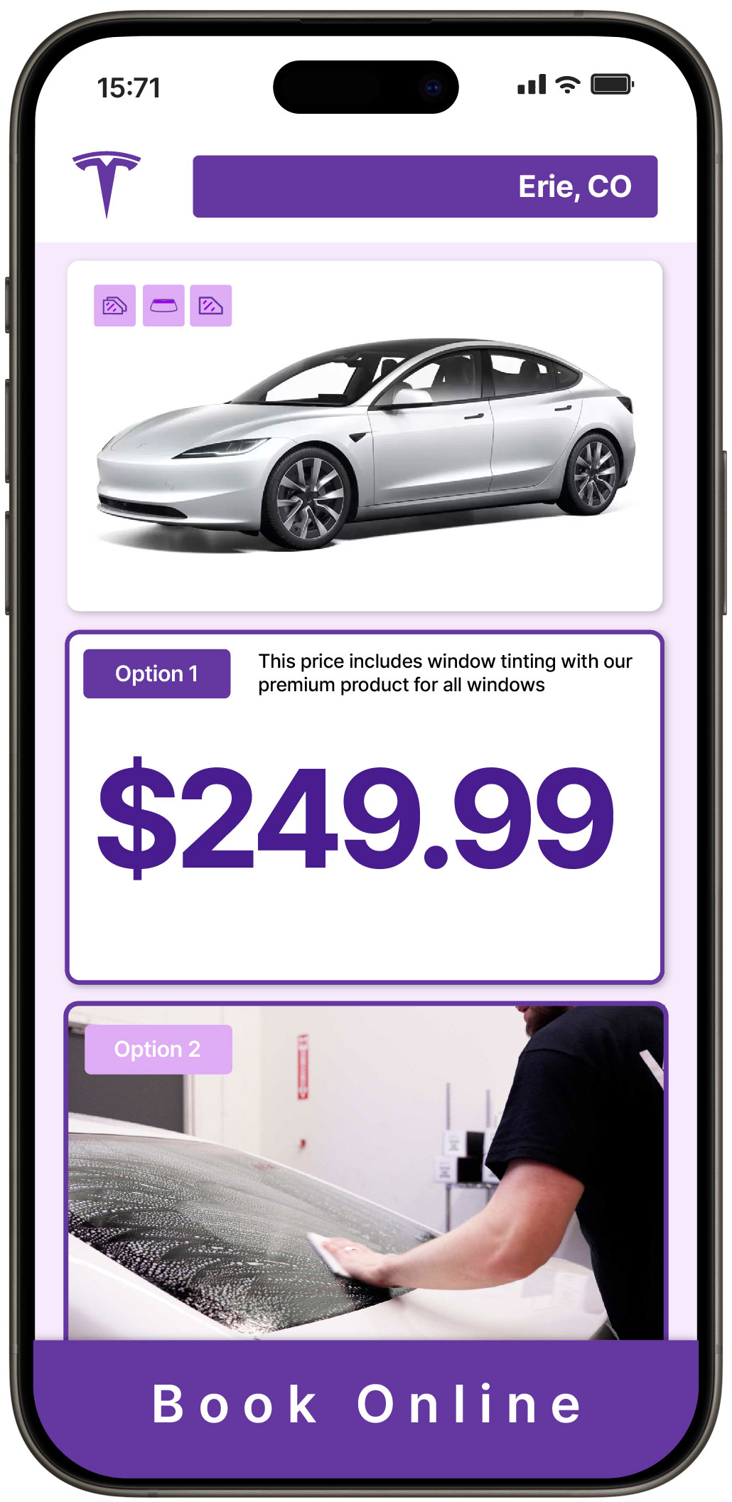View Competitive Tesla Window Tinting Costs in Erie, Colorado