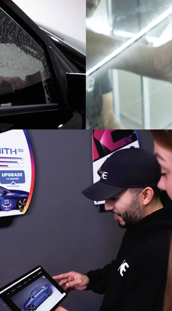 Kepler Dealer Showing Car Window Film Options to Customer in Liberty, Missouri