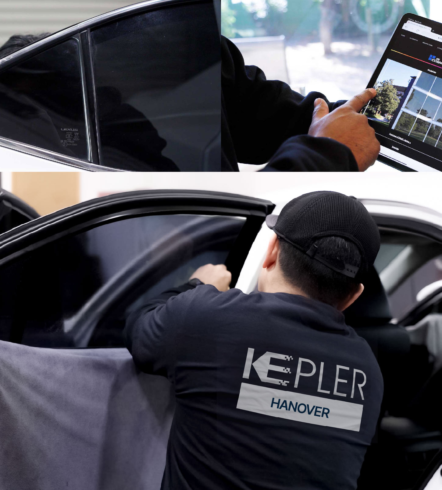 Automotive Window Tinting Expert Applying Film in Hanover, Pennsylvania