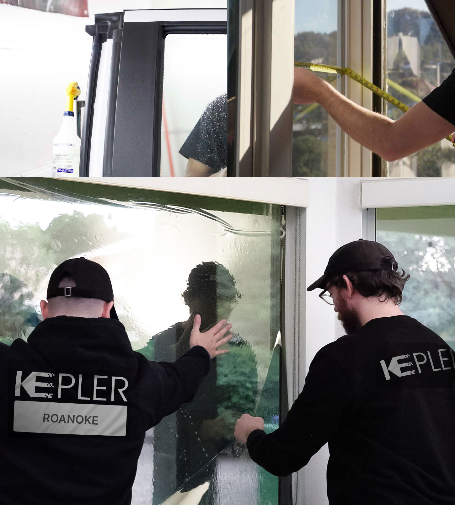 Kepler Technician Fitting Ceramic Window Tint to Home in Roanoke