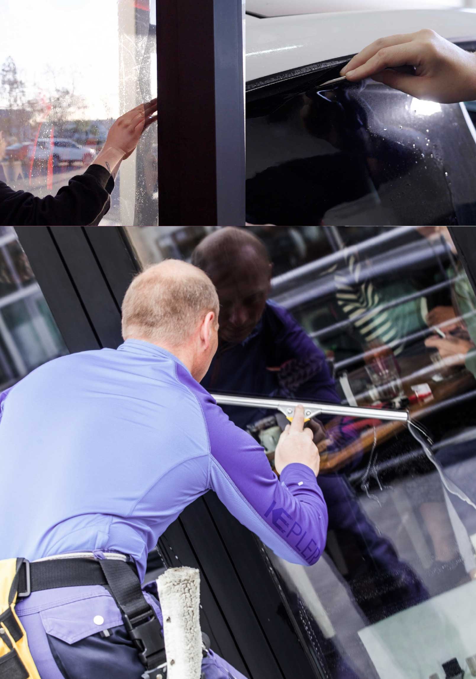 Kepler Professional Applying Anti-Graffiti Window Film to a The Dalles Shop Front
