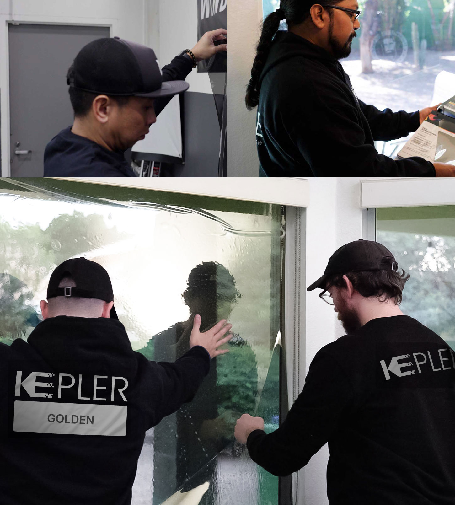 Expert Technician Installing Advanced Window Tint to Home in Golden