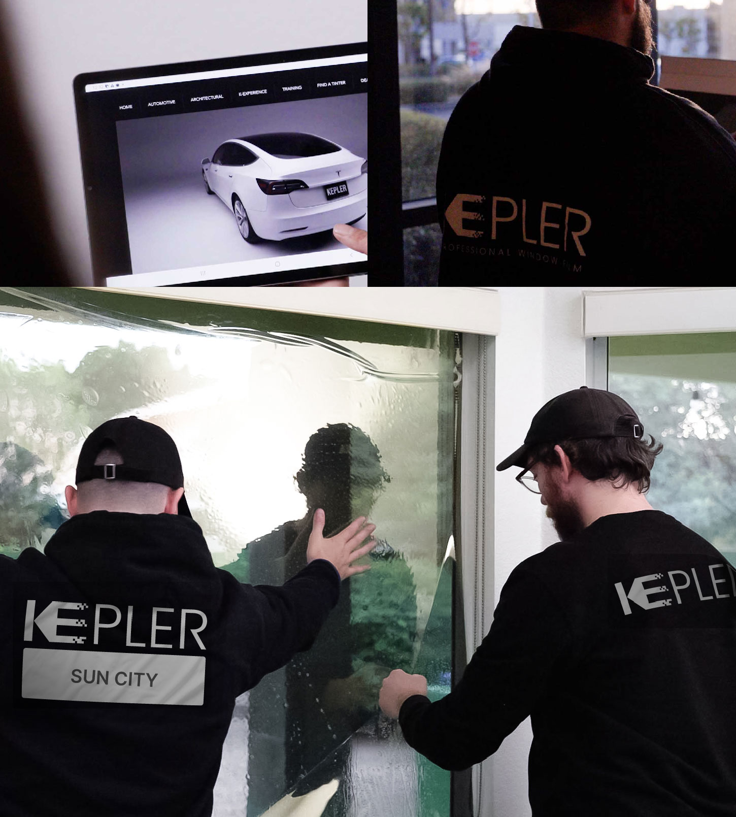 Expert Technician Installing Advanced Window Tint to Home in Sun City