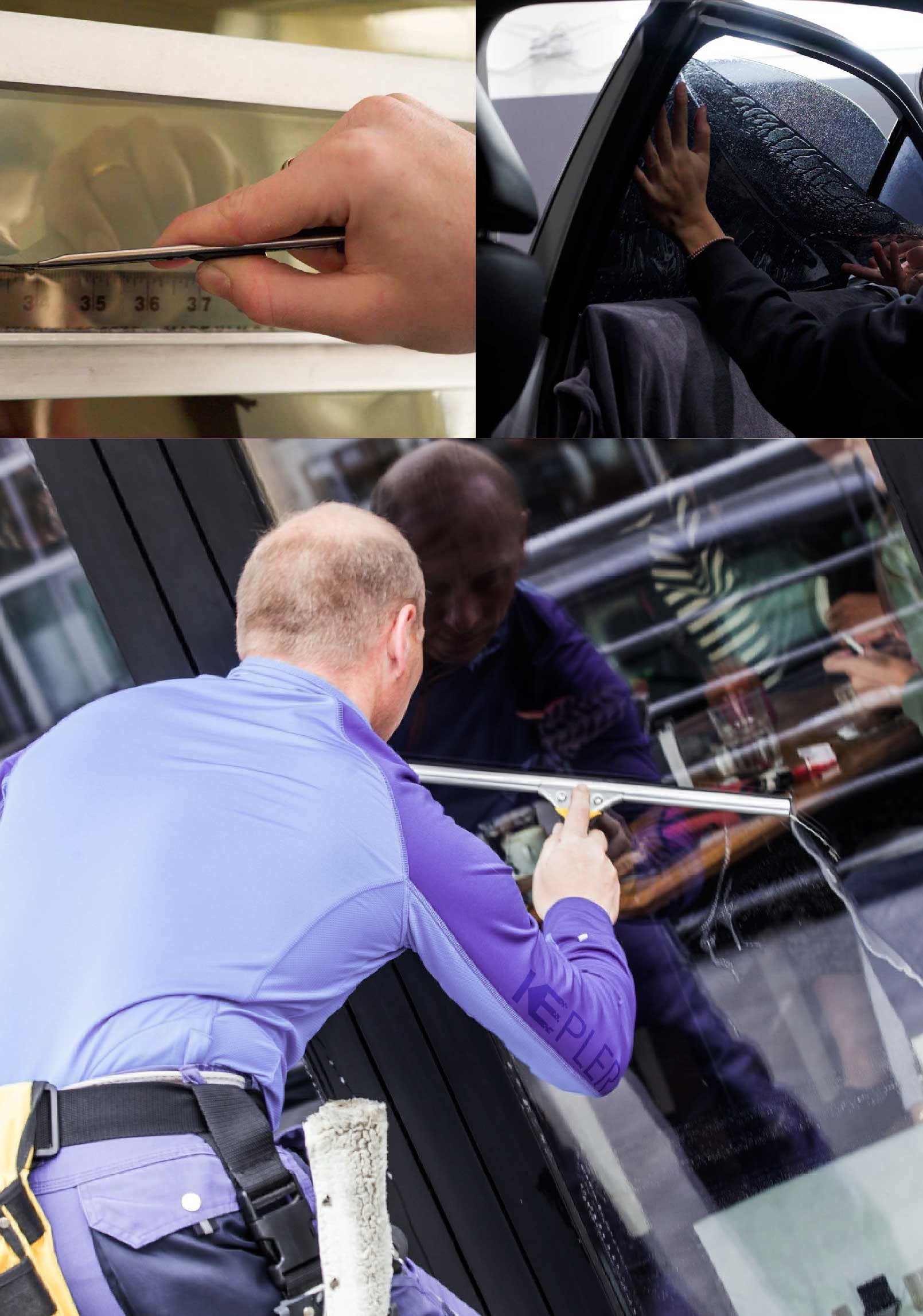 Kepler Expert Applying Anti-Graffiti Window Film to a Jamaica Plain Shop Front