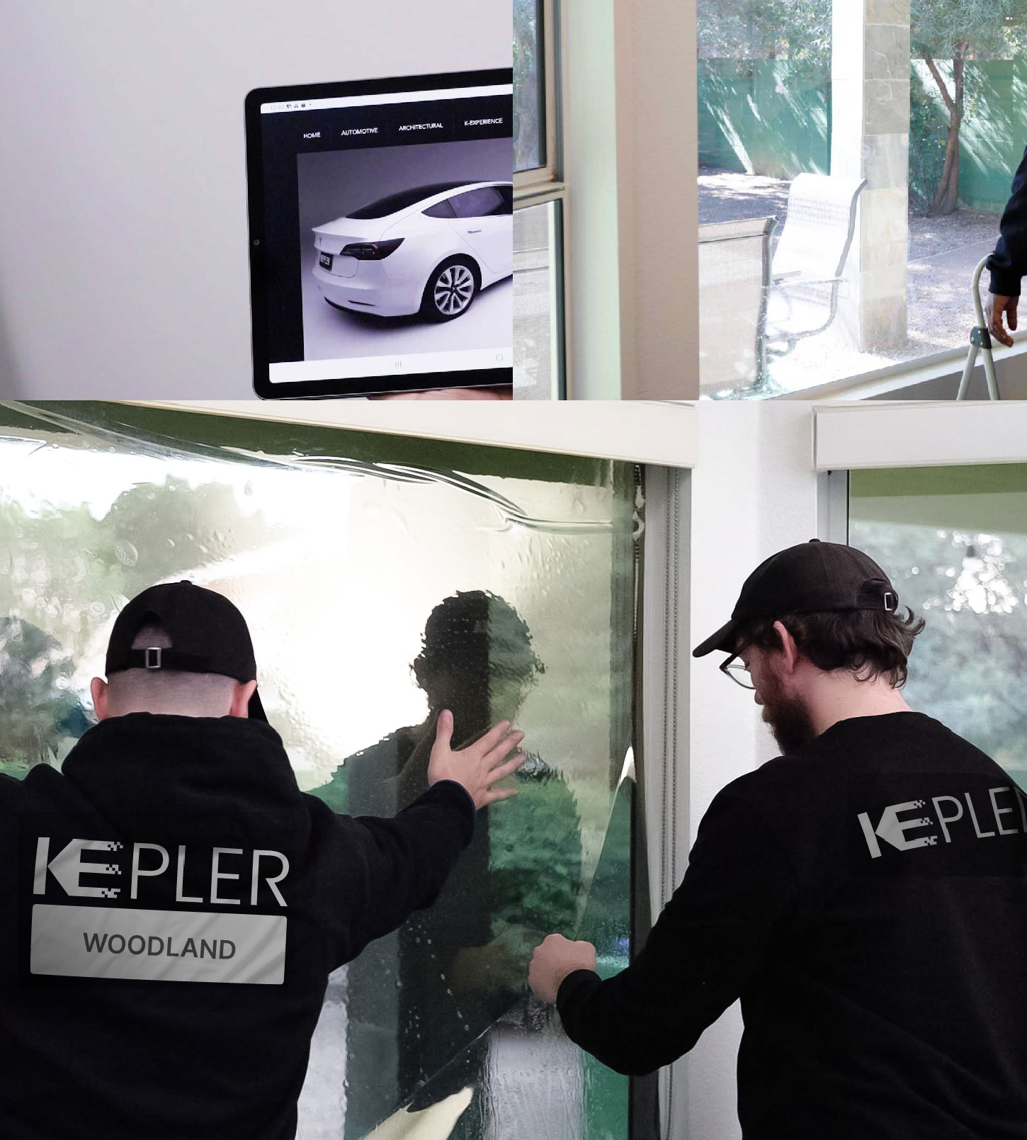 Expert Technician Applying Ceramic Window Tint to Home in Woodland