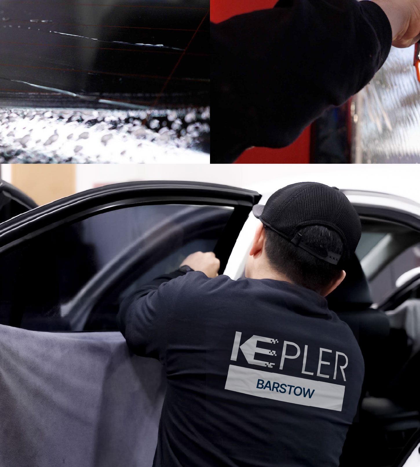 Automotive Window Tinting Expert Applying Film in Barstow, California