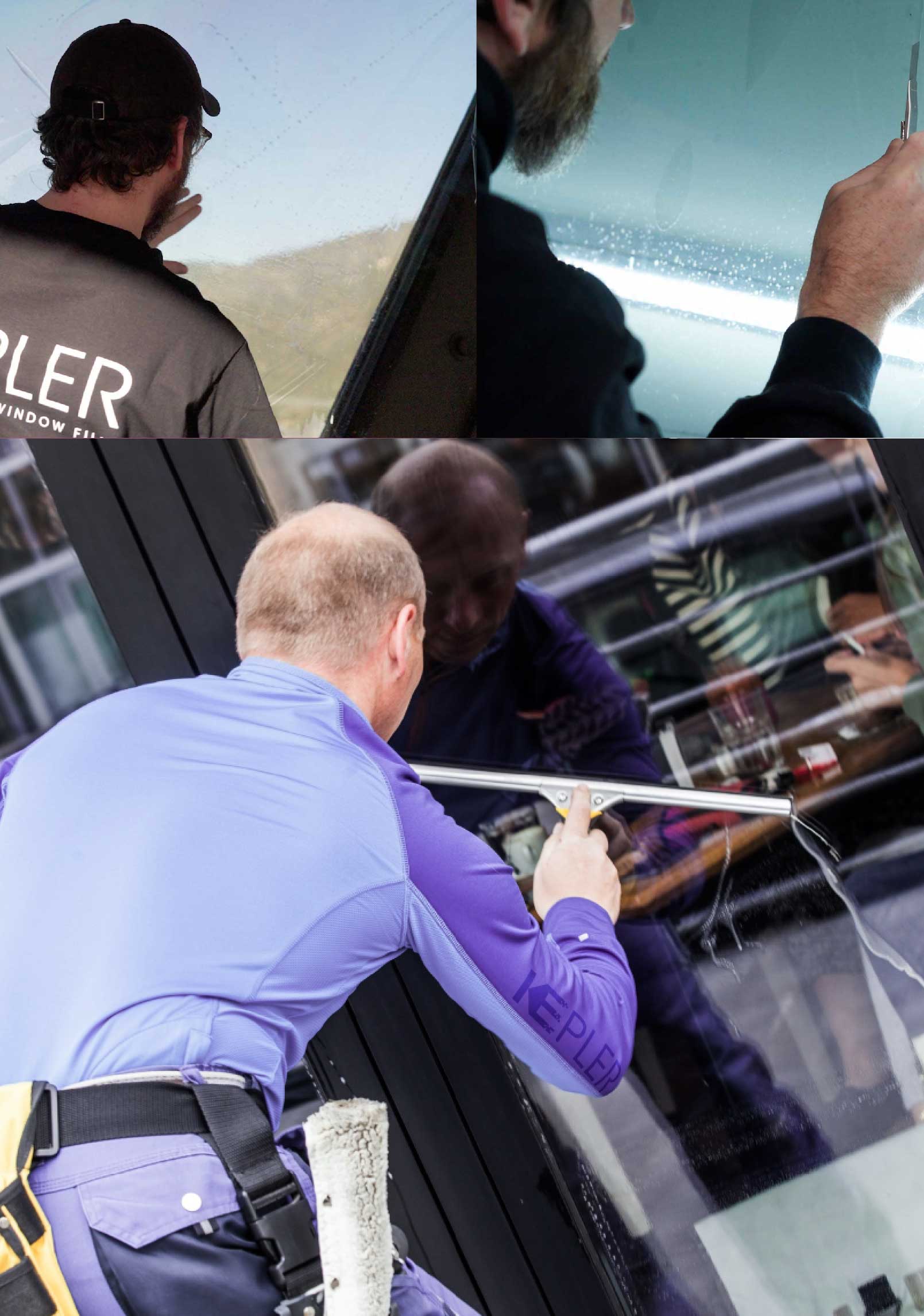 Kepler Professional Applying Anti-Graffiti Window Film to a Onalaska Shop Front