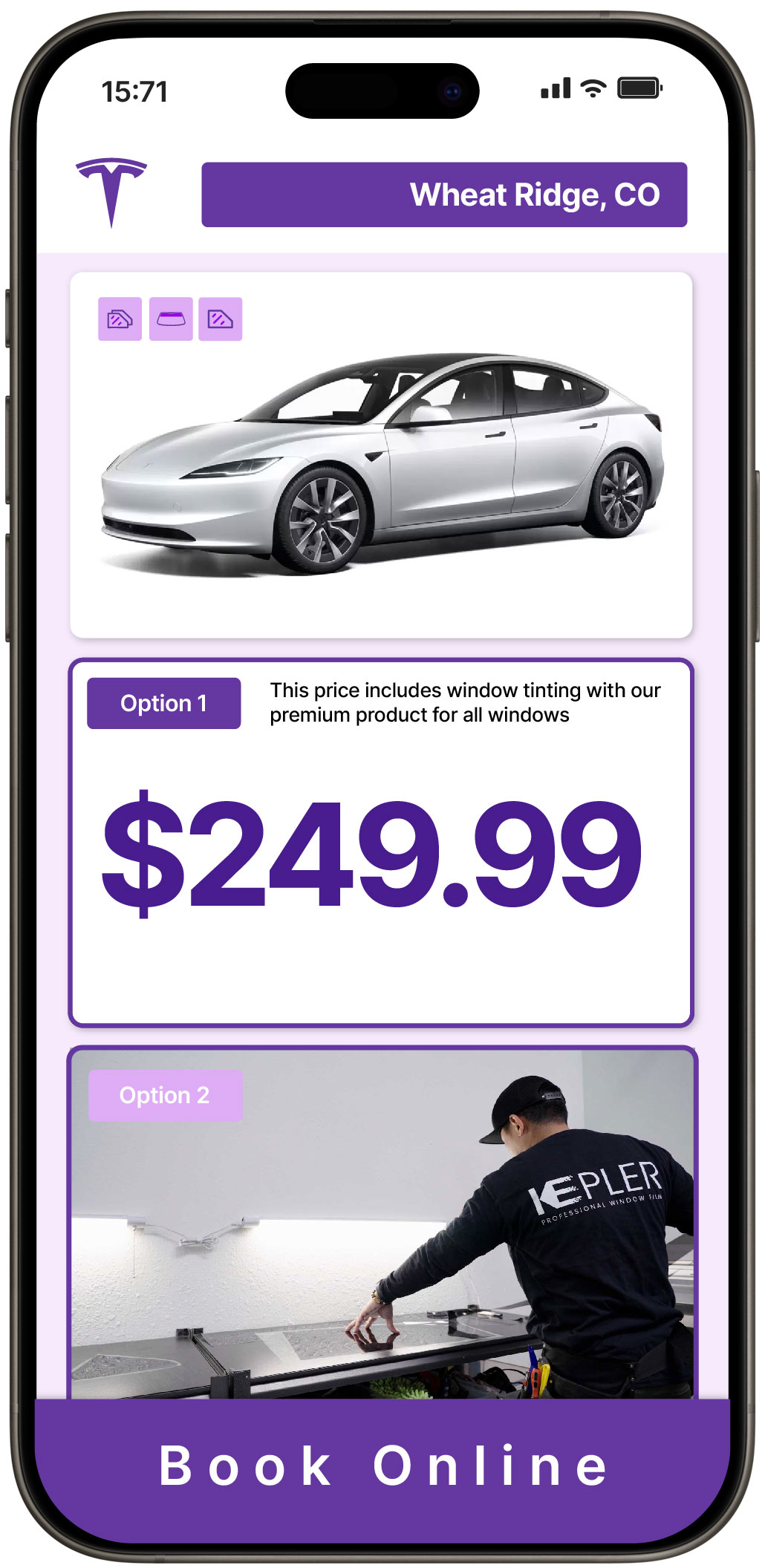 View Competitive Tesla Window Tinting Prices in Aurora, Colorado