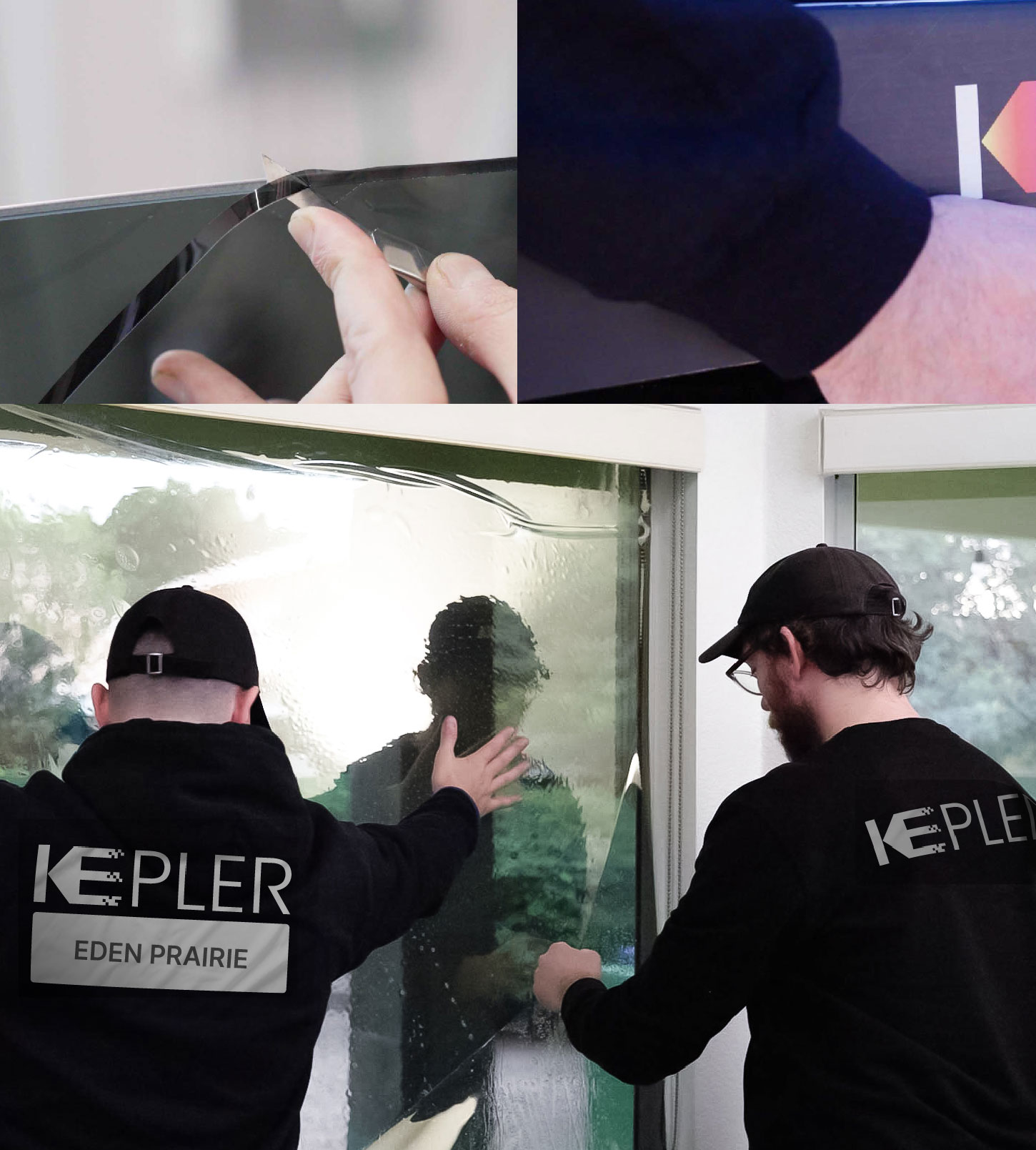 Expert Technician Installing High-tech Window Tint to Home in Eden Prairie