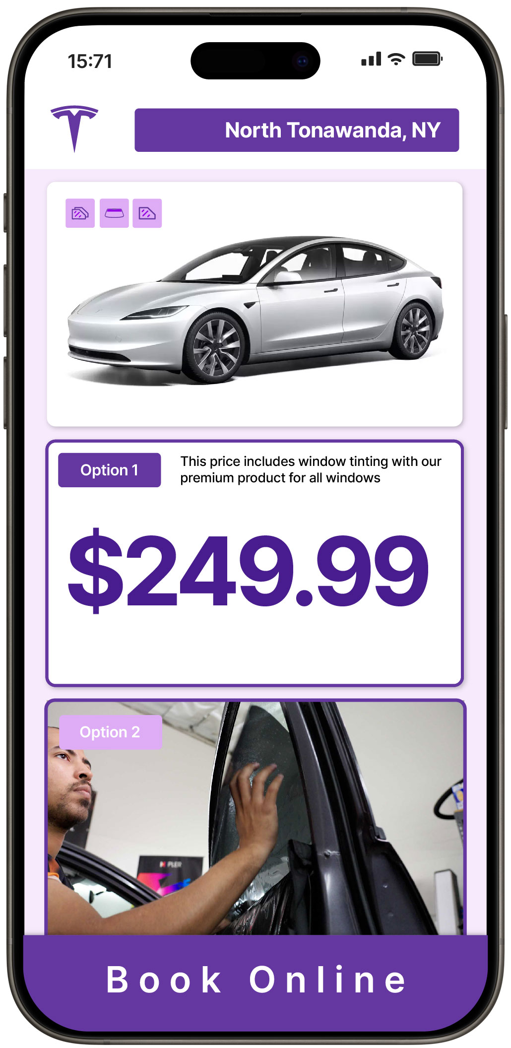 View Affordable Tesla Window Tinting Rates in North Tonawanda, New York