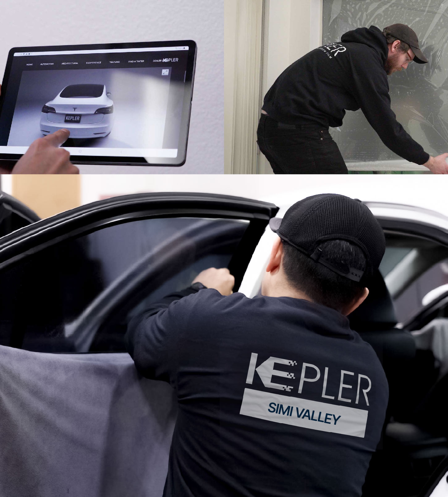 Automotive Window Tinting Expert Applying Film in Simi Valley, California