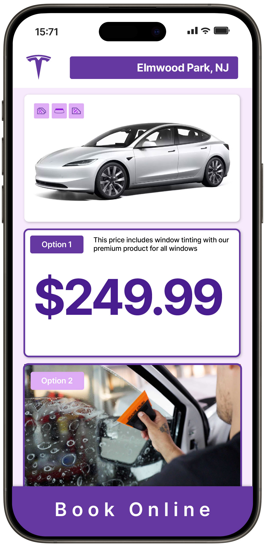 View Competitive Tesla Window Tinting Prices in Elmwood Park, New Jersey