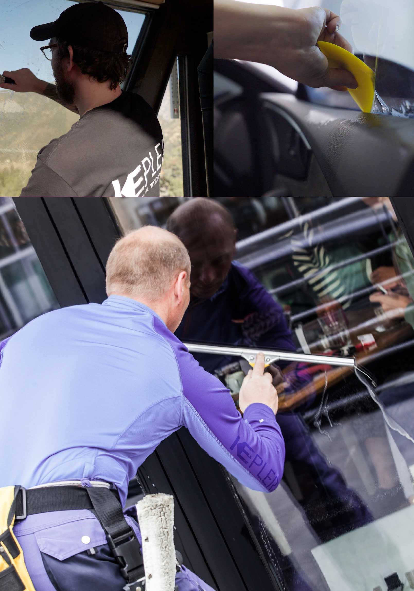Kepler Skilled Applying Anti-Graffiti Window Film to a Caledonia Shop Front