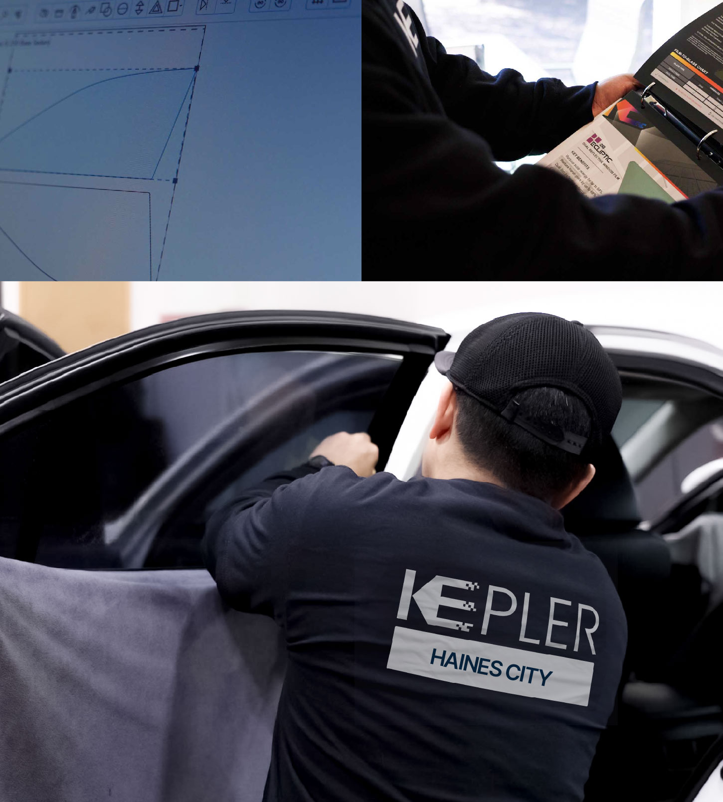 Automotive Window Tinting Expert Applying Film in Haines City, Florida