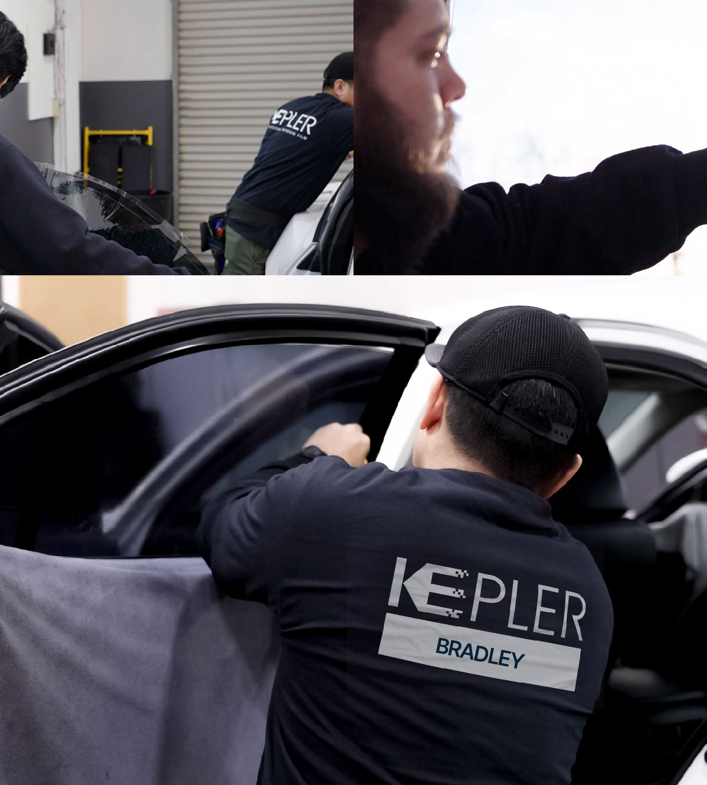 Automotive Window Tinting Expert Applying Film in Bradley, Illinois